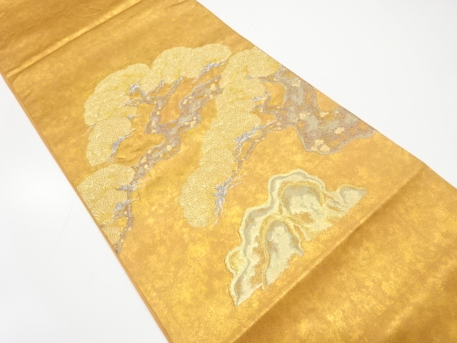 本金　松に岩山模様織り出し　袋帯